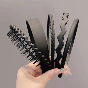 🆕Women Black Plastic Headband Wide Hair Band with Teeth Non-Slip Hair Accessory